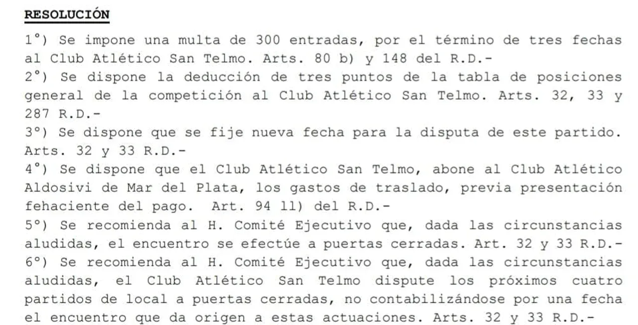 Fallo de San Telmo - Aldosivi ADG 2024